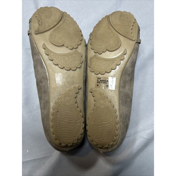 POP W 3M Faux Suede GAZER Ballet Flats Slip On Distressed Braided Strap Brown - Picture 7 of 9